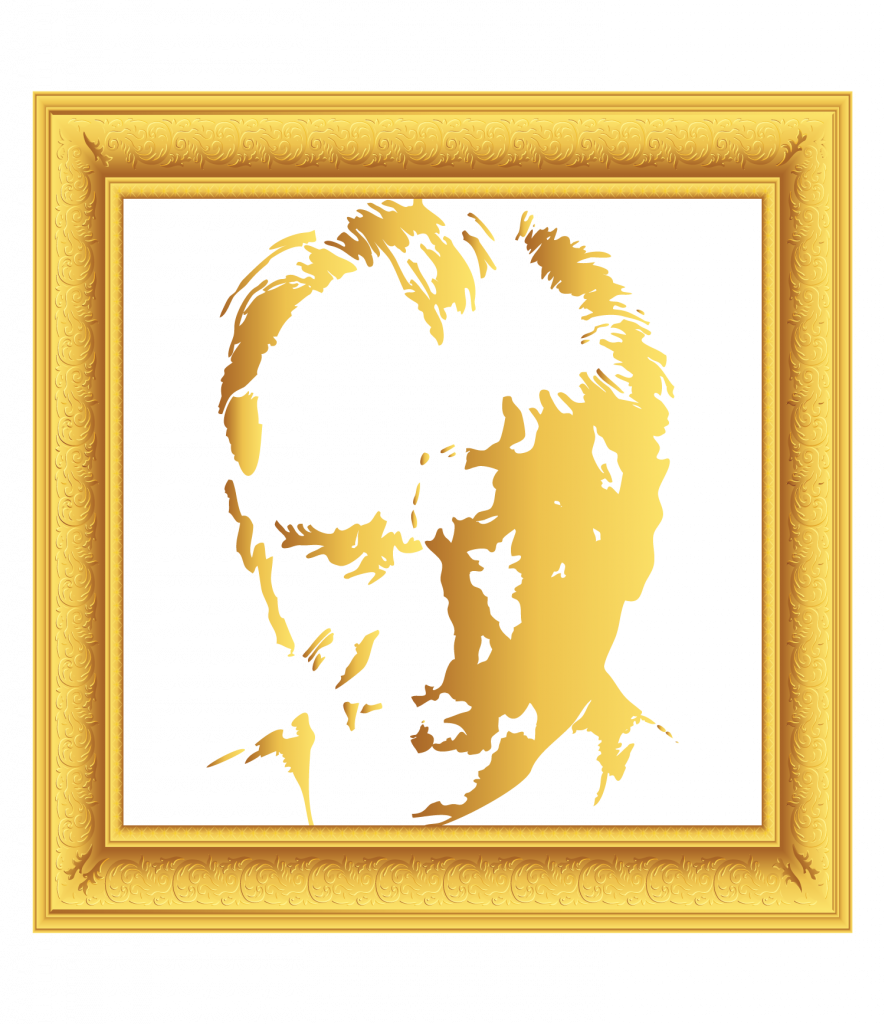 Altın Renk Çerçeveli Atatürk Resmi
